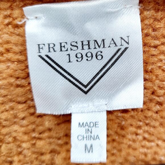 Freshman 1996 Orange Beige White Pumpkin Spice Cable Knit Long Cardigan Size M - Picture 5 of 7